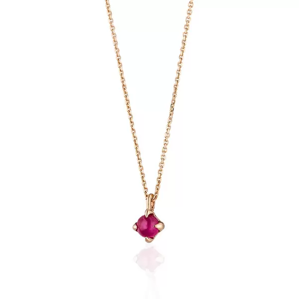 Leaf Jewelry Halskette Cabochon, Rubin, 14 K Roségold Flash Sale