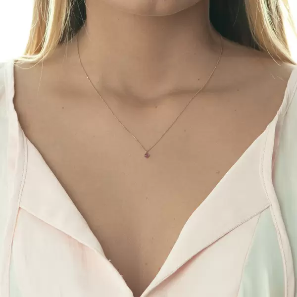 Leaf Jewelry Halskette Cabochon, Rubin, 14 K Roségold Flash Sale