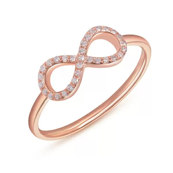 Leaf Jewelry Infinityring mit Diamanten, 18 K Rosegold Exklusivangebot