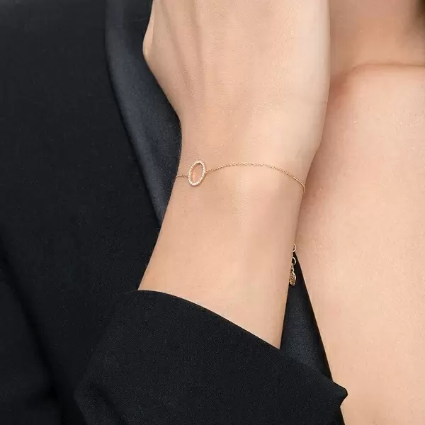Leaf Jewelry Armkette Circle mit Diamanten, 18 K Gelbgold Cyber Monday