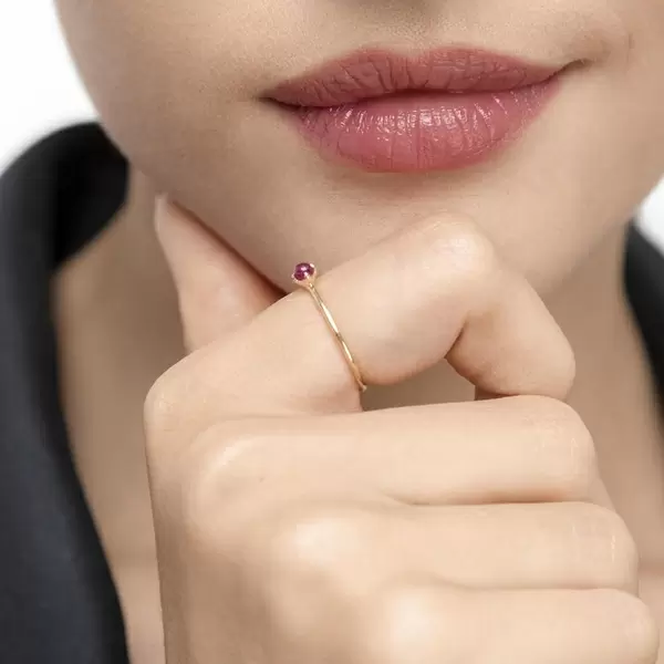 Leaf Jewelry Ring Cabochon, 14 K Gelbgold, Rubin Weihnachtsangebot