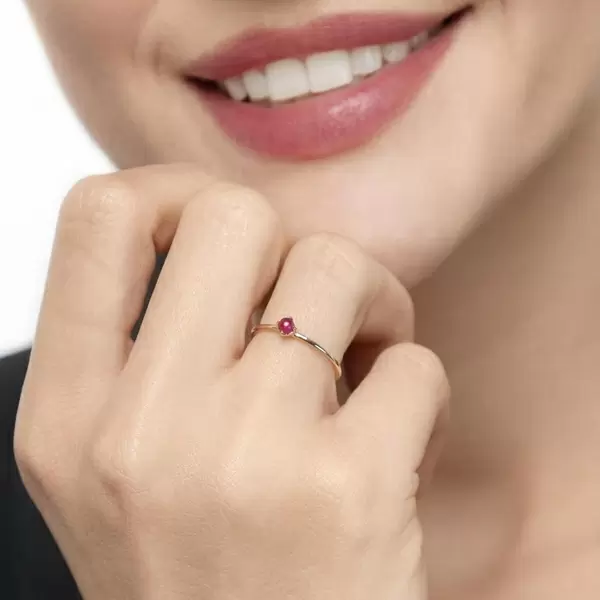 Leaf Jewelry Ring Cabochon, 14 K Gelbgold, Rubin Weihnachtsangebot