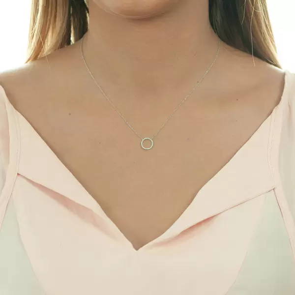 Leaf Jewelry Halskette Circle mit Diamanten, 18 K Weissgold Muttertagsangebot