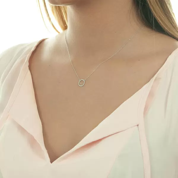 Leaf Jewelry Halskette Circle mit Diamanten, 18 K Weissgold Muttertagsangebot