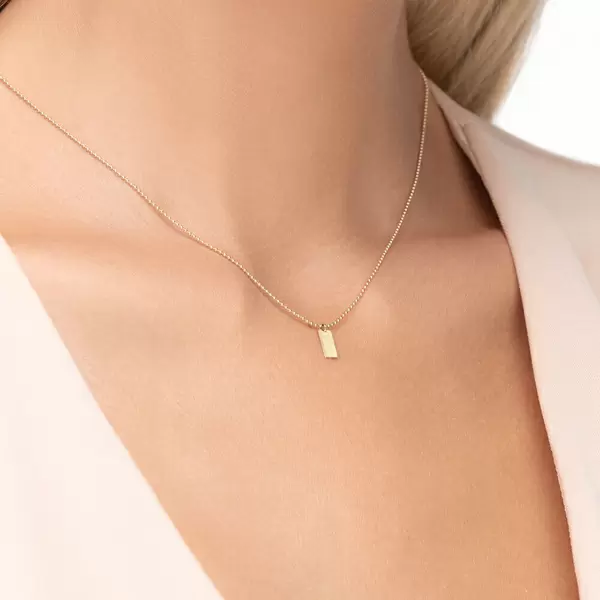 Leaf Jewelry Halskette Tiny Dog Tag, 14 K Gelbgold Jubiläumsangebot