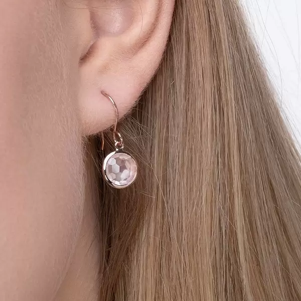 Leaf Jewelry Ohrringe Rosenquarz, 14 K Rosegold Lagerräumung