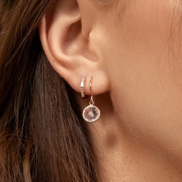 Leaf Jewelry Ohrringe Rosenquarz, 14 K Rosegold Lagerräumung
