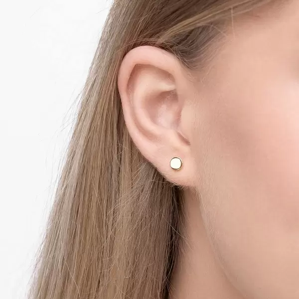 Leaf Jewelry Ohrstecker Disc, 14 K Gelbgold Zeitlich begrenztes Angebot