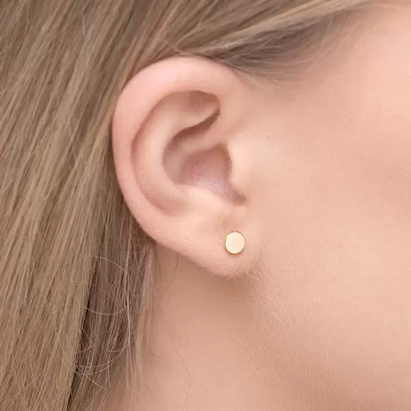Leaf Jewelry Ohrstecker Disc, 14 K Gelbgold Zeitlich begrenztes Angebot