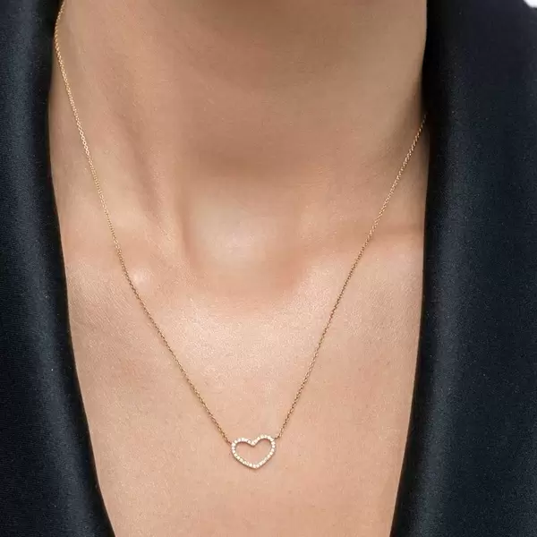 Leaf Jewelry Halskette Heart mit Diamanten, 18 K Gelbgold Blitzangebot
