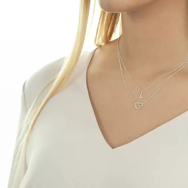 Leaf Jewelry Halskette Heart mit Diamanten, 18 K Gelbgold Blitzangebot