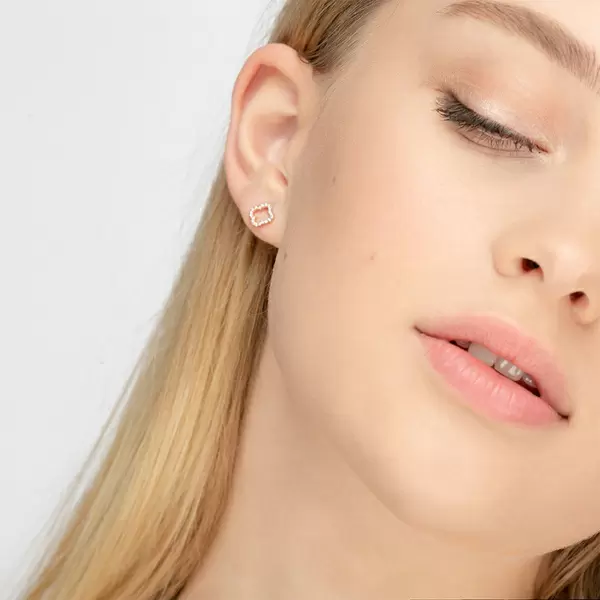 Leaf Jewelry Ohrstecker Clover mit Diamanten, 18 K Rosegold Große Rabatte