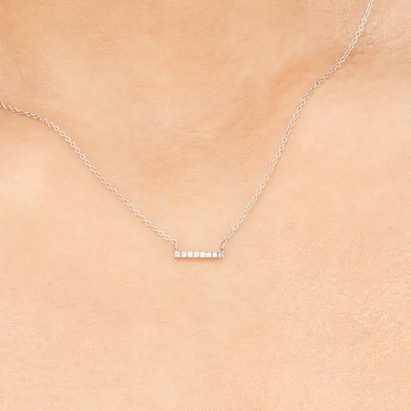 Leaf Jewelry Halskette Horizontal Bar, Diamant, 14 K Weißgold Bestseller