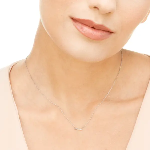 Leaf Jewelry Halskette Horizontal Bar, Diamant, 14 K Weißgold Bestseller