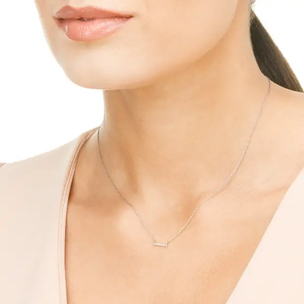 Leaf Jewelry Halskette Horizontal Bar, Diamant, 14 K Weißgold Bestseller
