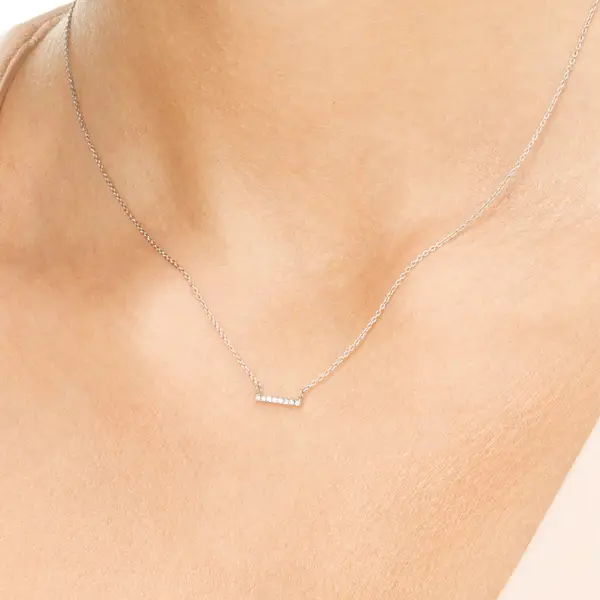 Leaf Jewelry Halskette Horizontal Bar, Diamant, 14 K Weißgold Bestseller