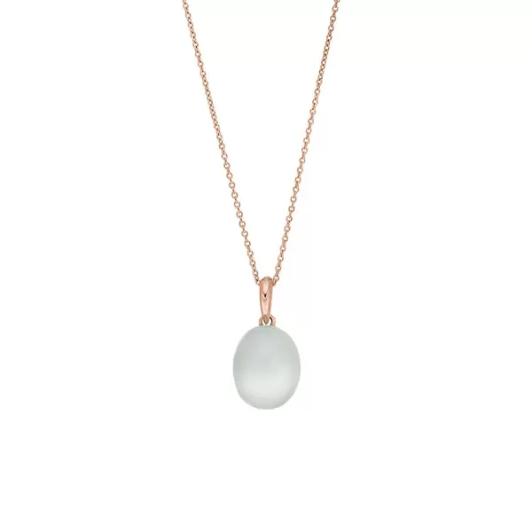 Leaf Jewelry Halskette Cabochon II, 14 K Rosegold, Sea Blue Chalzedon Kauf eins, bekomm eins gratis