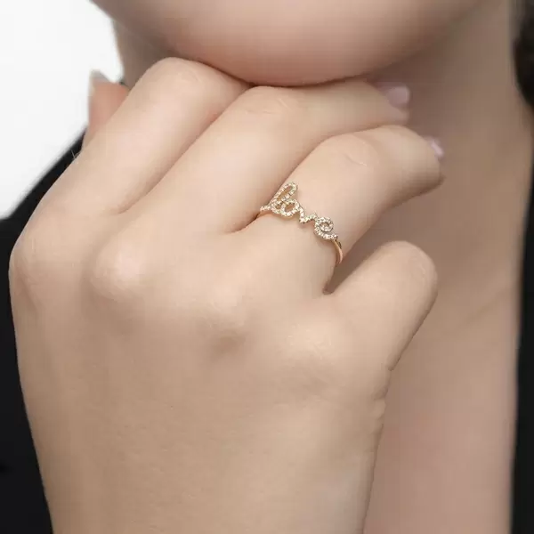 Leaf Jewelry Ring Love 18K Gelbgold mit Diamanten Wochenangebot