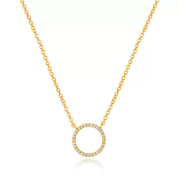 Leaf Jewelry Halskette Circle mit Diamanten, 18 K Gelbgold Kostenlose Rückgabe
