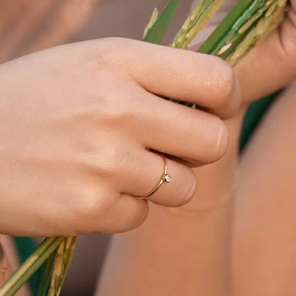 Leaf Jewelry Ring "my first diamond", 14 K Gelbgold JETZT KAUFEN