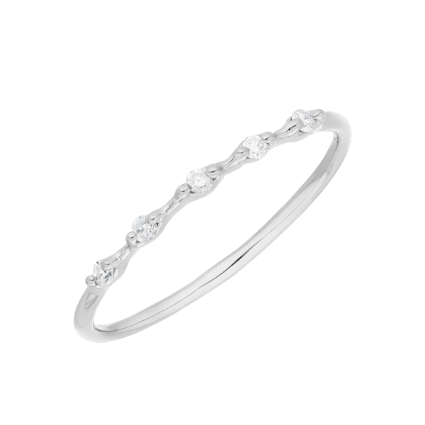 Leaf Jewelry Ring mit 5 Diamanten, 14K Weißgold Neueste Stile