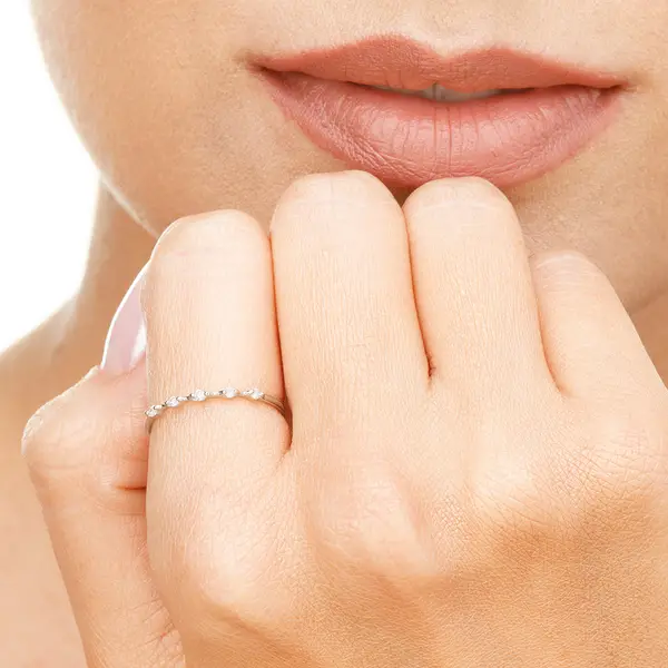 Leaf Jewelry Ring mit 5 Diamanten, 14K Weißgold Neueste Stile