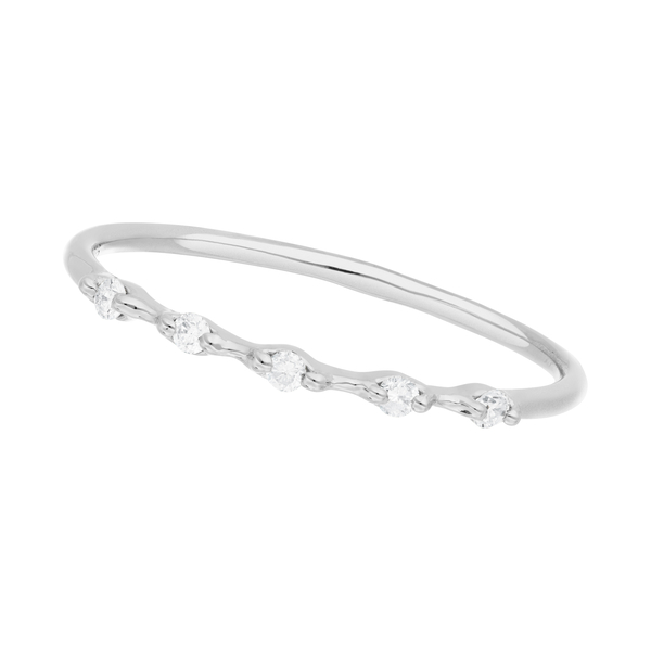 Leaf Jewelry Ring mit 5 Diamanten, 14K Weißgold Neueste Stile