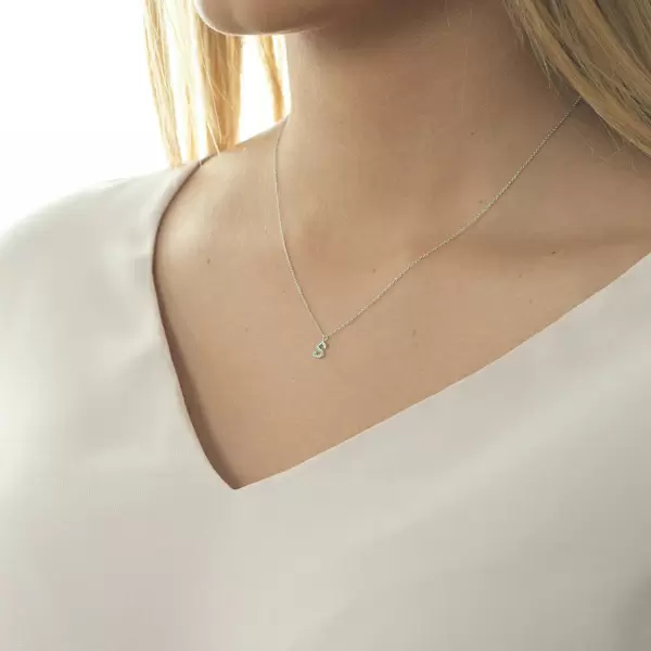 Leaf Jewelry Halskette Letter "S", 14 K Weißgold mit Diamanten Letzte 2 Tage