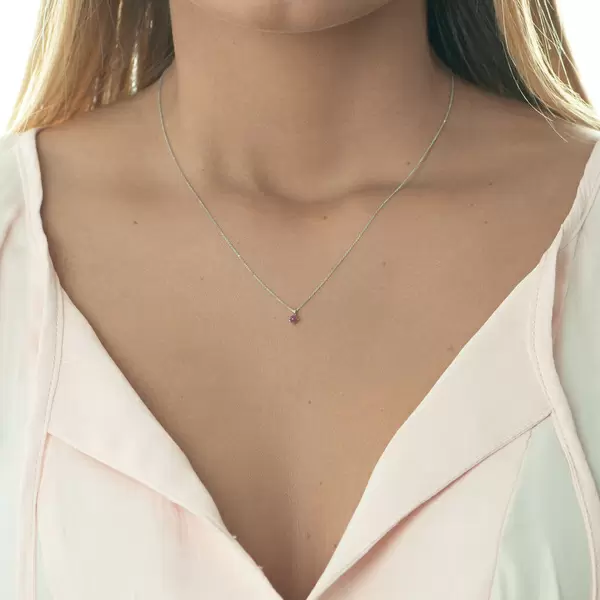 Leaf Jewelry Halskette Cabochon, Rubin, 14 K Weißgold Bis zu 60% Rabatt