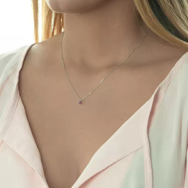 Leaf Jewelry Halskette Cabochon, Rubin, 14 K Weißgold Bis zu 60% Rabatt