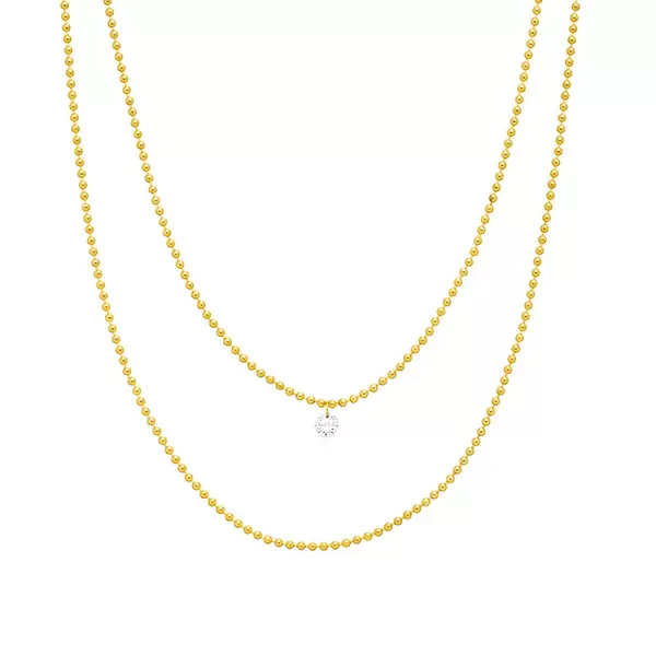 Leaf Jewelry Halskette Pure Double, Diamant, 14 K Gelbgold Sonderangebot der Fabrik
