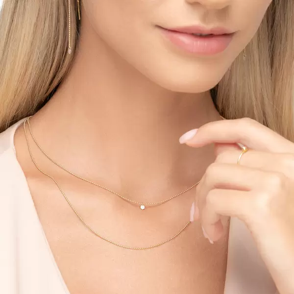 Leaf Jewelry Halskette Pure Double, Diamant, 14 K Gelbgold Sonderangebot der Fabrik