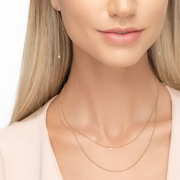 Leaf Jewelry Halskette Pure Double, Diamant, 14 K Gelbgold Sonderangebot der Fabrik