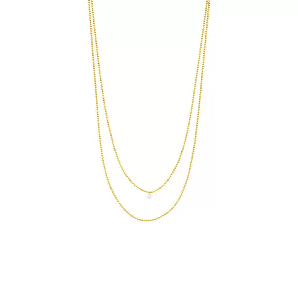 Leaf Jewelry Halskette Pure Double, Diamant, 14 K Gelbgold Sonderangebot der Fabrik
