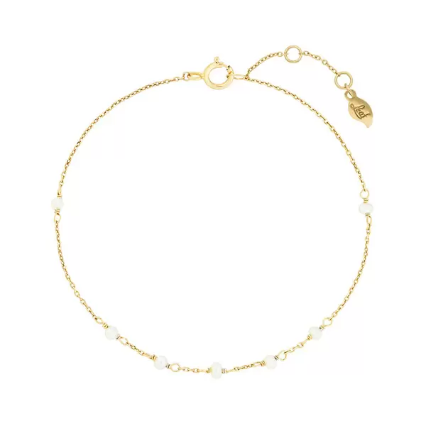Leaf Jewelry Armkette White Pearls, 14 K Gelbgold Discount Store für neue Produkte