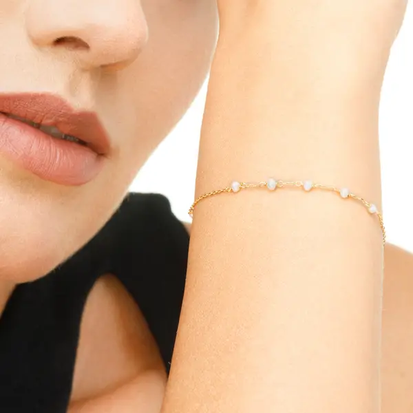 Leaf Jewelry Armkette White Pearls, 14 K Gelbgold Discount Store für neue Produkte
