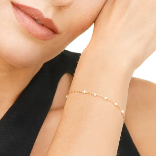 Leaf Jewelry Armkette White Pearls, 14 K Gelbgold Discount Store für neue Produkte