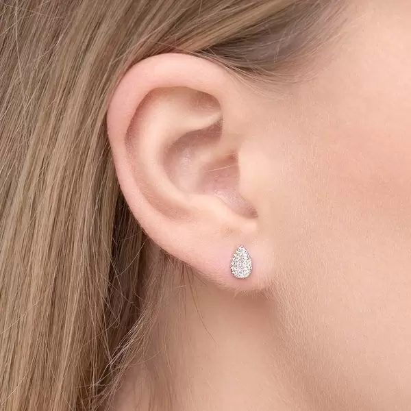 Leaf Jewelry Ohrstecker Drops mit Diamanten, 18 K Weißgold Nur noch ein Tag übrig