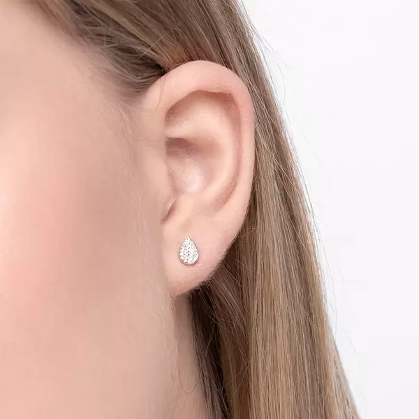 Leaf Jewelry Ohrstecker Drops mit Diamanten, 18 K Weißgold Nur noch ein Tag übrig