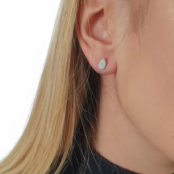 Leaf Jewelry Ohrstecker Drops mit Diamanten, 18 K Weißgold Nur noch ein Tag übrig