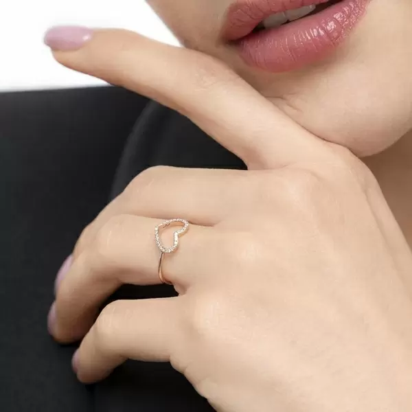 Leaf Jewelry Ring Herz mit Diamanten, 18 K Gelbgold Super Rabatt