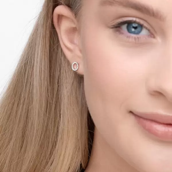 Leaf Jewelry Ohrringe Circle mit Diamanten, 18 K Weißgold Riesige Rabatte