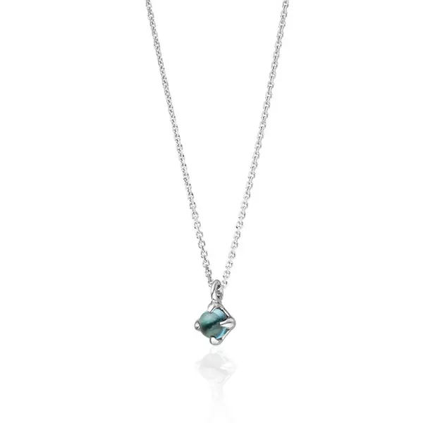 Leaf Jewelry Halskette Cabochon, Blauer Topas, 14 K Weißgold Kostenloser Versand international