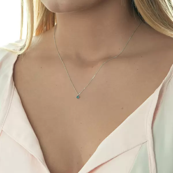 Leaf Jewelry Halskette Cabochon, Blauer Topas, 14 K Weißgold Kostenloser Versand international
