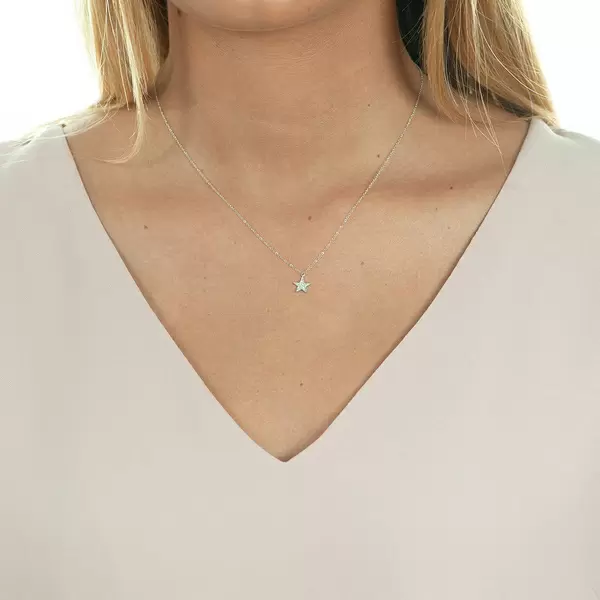 Leaf Jewelry Halskette Stern mit Diamanten, 18 K Weißgold Fabrikladen