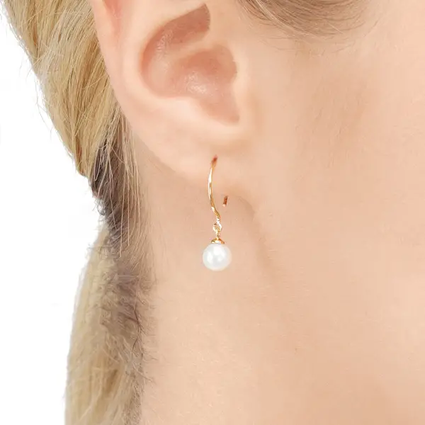 Leaf Jewelry Ohrhänger Single Pearls, 14K Gelbgold Begrenzt auf 3 Tage