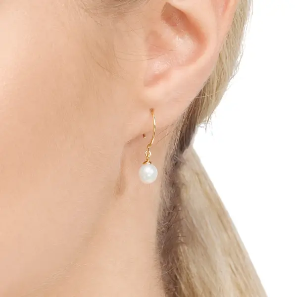 Leaf Jewelry Ohrhänger Single Pearls, 14K Gelbgold Begrenzt auf 3 Tage