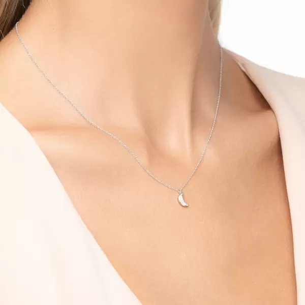 Leaf Jewelry Halskette Halbmond, 18 K Weißgold Black Friday Preise