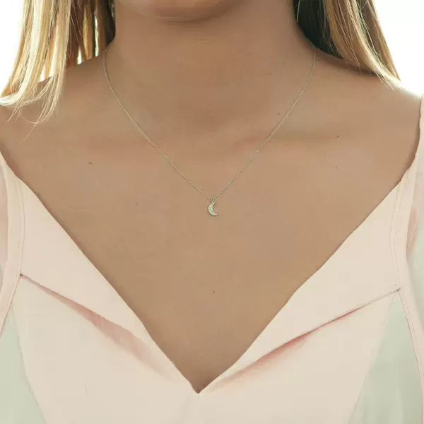 Leaf Jewelry Halskette Halbmond, 18 K Weißgold Black Friday Preise