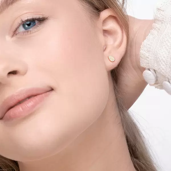 Leaf Jewelry Ohrstecker Drops mit Diamanten, 18 K Gelbgold zollfrei